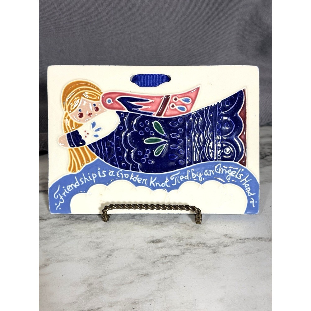 J. Duban Designs Hanging Tile Angel Friendship is a Golden Knot 4x6 1989 (A3198)